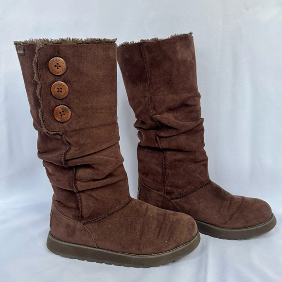 Skechers Keepsakes Slouch Tall Winter Boots Chocolate Brown Faux Fur Lined 6.5 - Picture 3 of 10